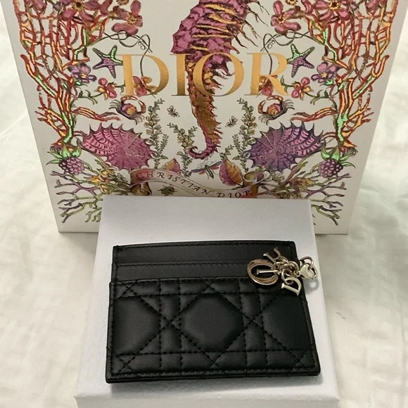 Lady Dior Black Leather freesia card holder - Picture 4 of 9